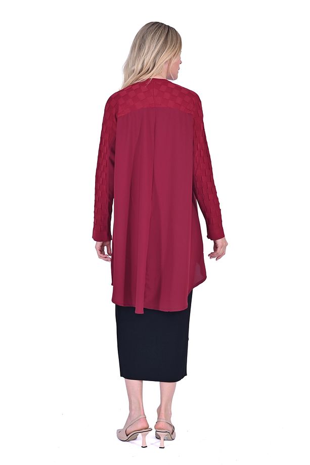 İNVEE 6143 Triko/Kumaş Tunik - Bordo - 3