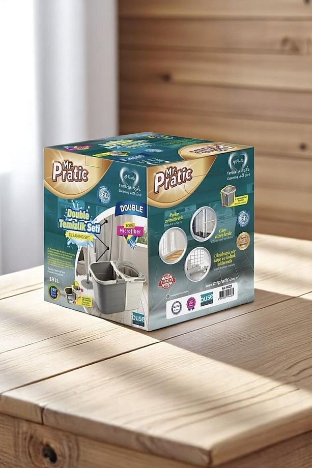 Çilek Double Yer Silme Temizlik Seti Ayrılabilir Çift Hazneli 360 Döner Mop Ve Paspas 19lt - 4