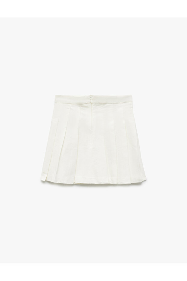 Cotton Zippered Basic Pleated Skirt - 2
