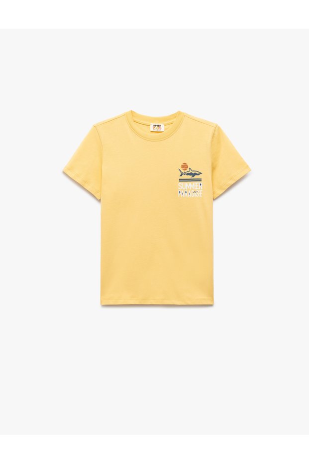 Crew Neck Printed Cotton Short Sleeve T-Shirt