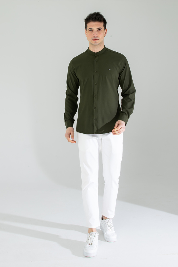 Slim Fit Long Sleeve Cotton Easy Iron Men's Jeans Shirt