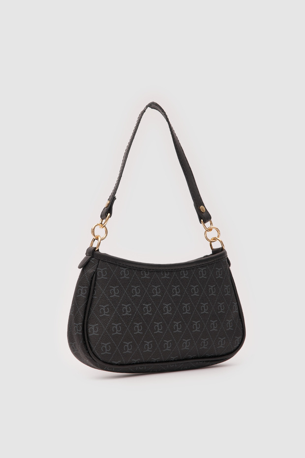 Farme Monogram Baguette and Crossbody Bag Black