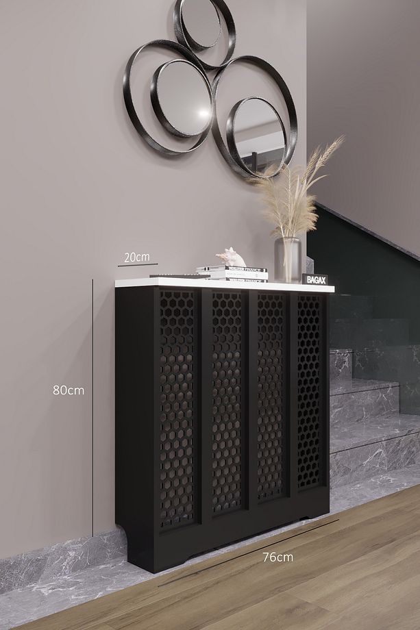 Bodrum Model, Siyah Üstü Beyaz Renk,iç Ölçü 76 Cm Dış Ölçü 80 Cm Petek Kaplama, Dresuar - 1