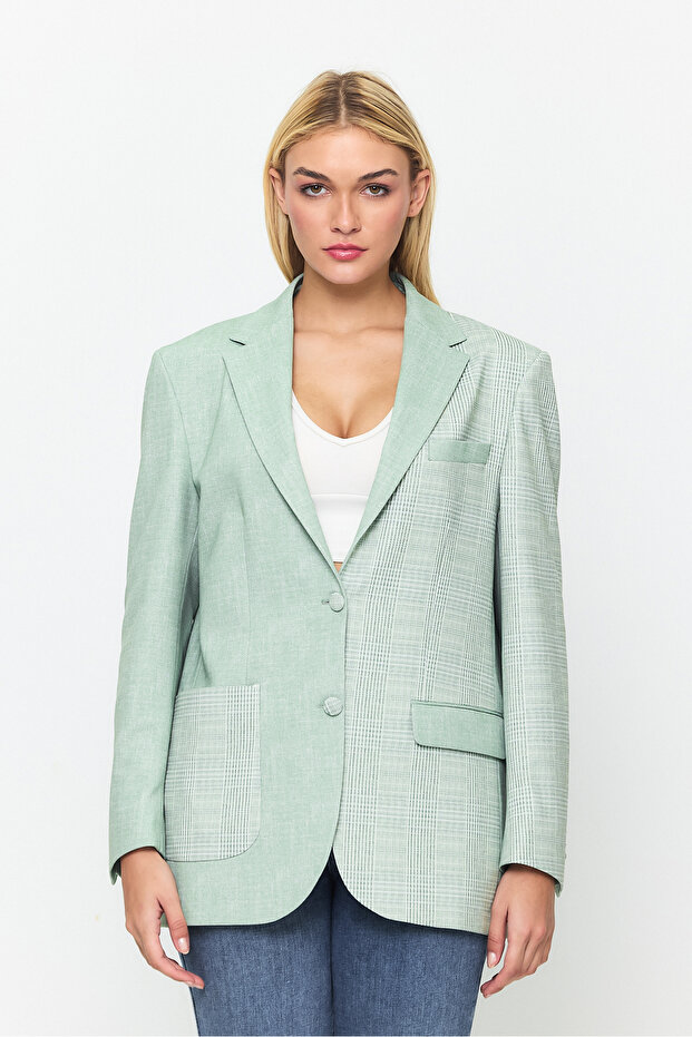 Double Button Closure Pocket Detailed Blazer Jacket - 3