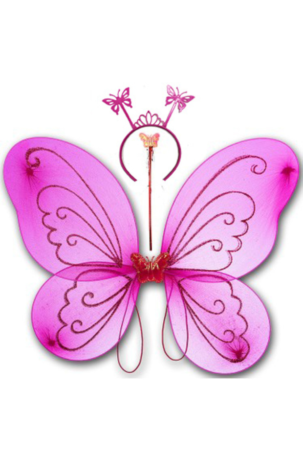 Fuchsia Color Butterfly Wing Crown and Stick - 1