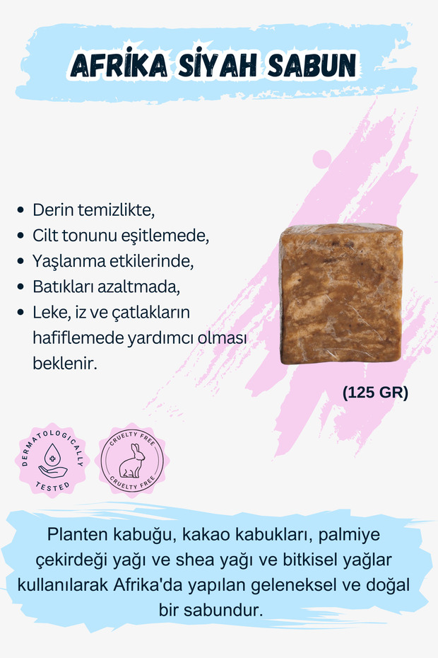 Anti-Blemish and Acne - 100% Natural African Black Soap, Purifying, Cleansing and Soothing, 125gr