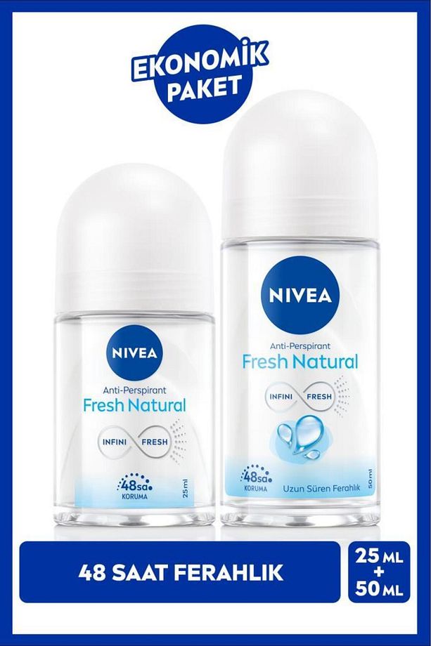 Kadın Roll-on Deodorant Fresh Natural 50ml Ve Mini Roll-on Fresh Natural 25ml, 48 Saat Koruma - 1