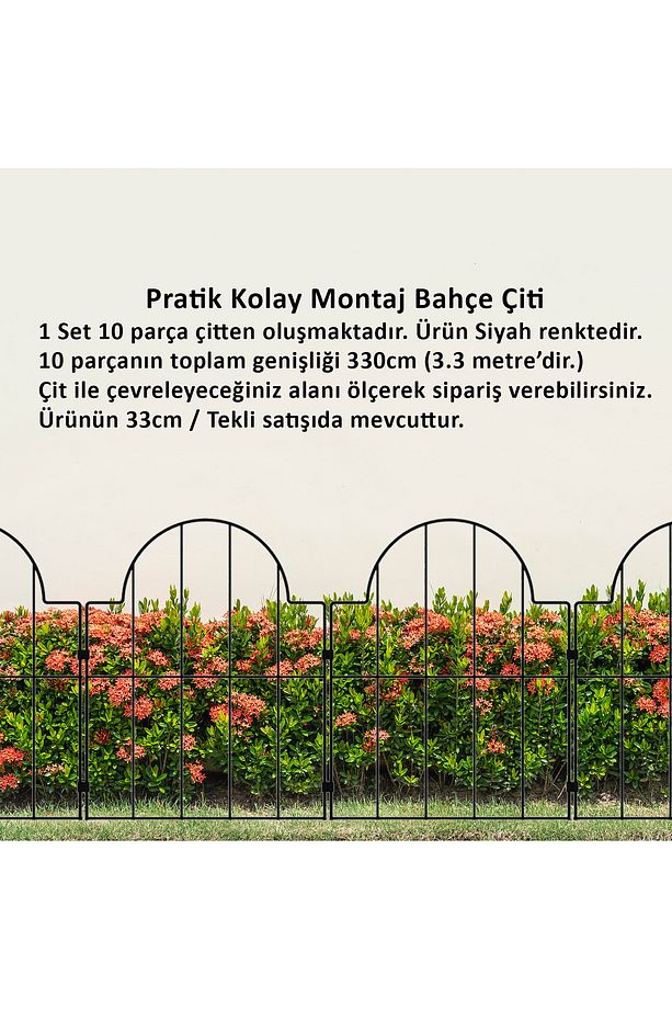 BAHÇE ÇİTİ 10'LU SET 330CM MODEL - 2 SİYAH - 1