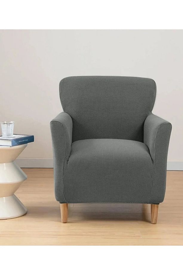 Likrali Streç Lastikli Esnek Kare Desen Tek Kişilik Kotuk Örtüsü Koltuk Kılıfı (MİNT) Sofa Cover - 1