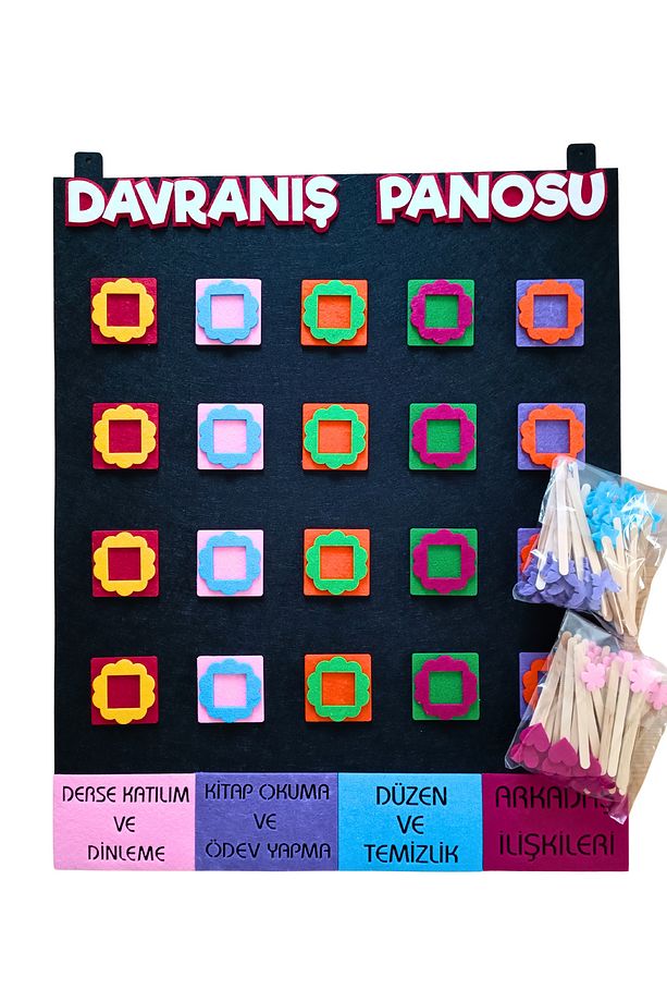 Davranış Panosu Keçe , Davranış Ödül Panosu - 20 Kişilik - 1. 2. 3. Sınıf ve Okul Öncesi- Siyah - 1