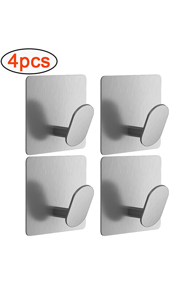 Sliver-4pcs 4/1pcs Stainless Steel Bathroom Robe Hooks Adhesive Wall Hook Towel holder Bathroom Kitc