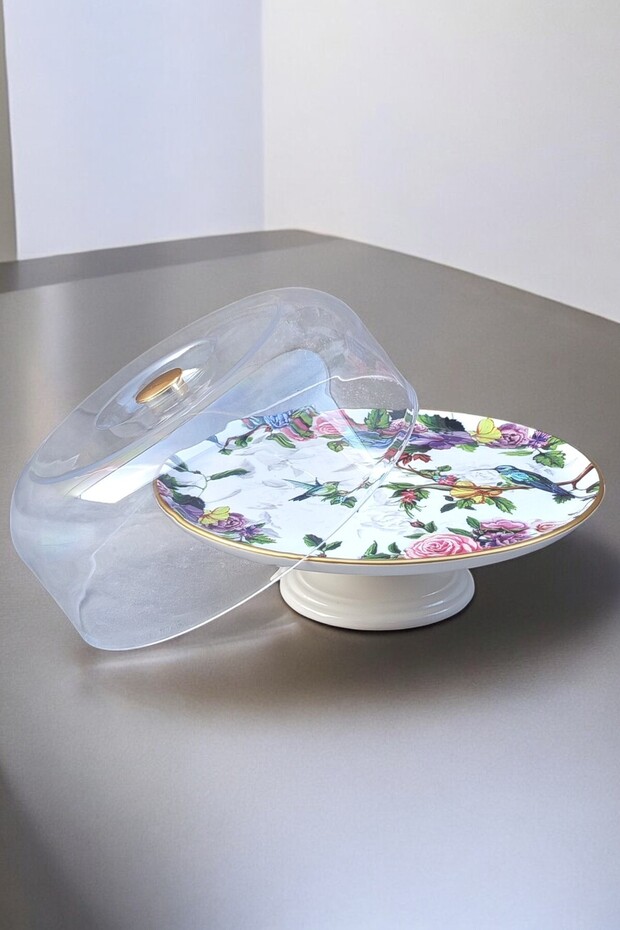 مجموعة أطباق تقديم الكيك المصنوعة من السيراميك بنمط الطيور مكونة من 11 قطعة - 4