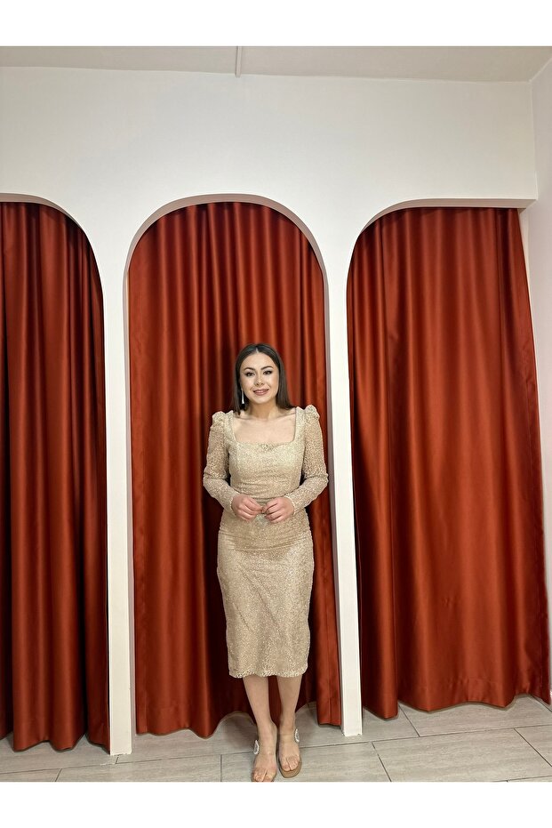 Griter Gold Pullu Abiye-42 - 3