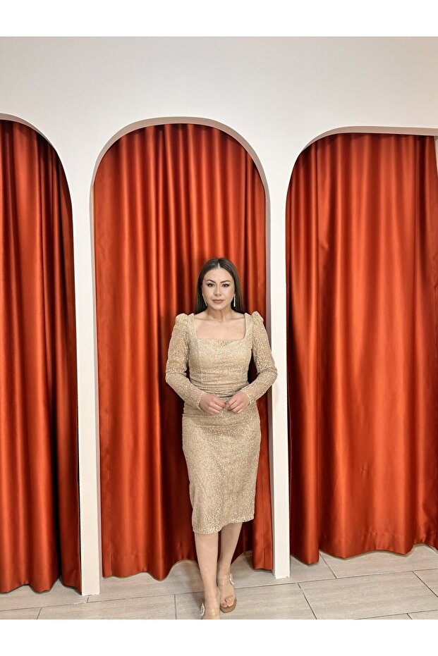 Griter Gold Pullu Abiye-42 - 1