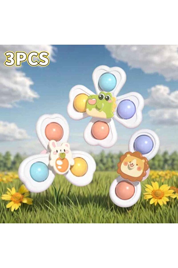 Rotating Bath Sensory Toy Set with 3 Suction Cups - 1