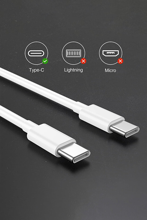 Yeni Nesil Android Iphone Uyumlu Çift Type-c Girişli Şarj Kablosu Ve Adaptör Başlığı Şarj Seti - 2