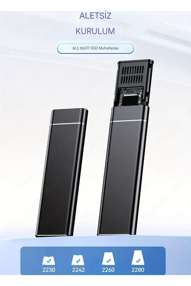 Jeyi M.2 NGFF SATA Ssd Muhafazası 2230/2242/2260/2280 metal 5Gbps Yüksek Hızlı Veri Aktarımı - 6