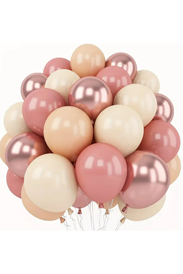 Rose Chrome Beige Clay Pink Milk Coffee Balloon Bundle 25 Pcs