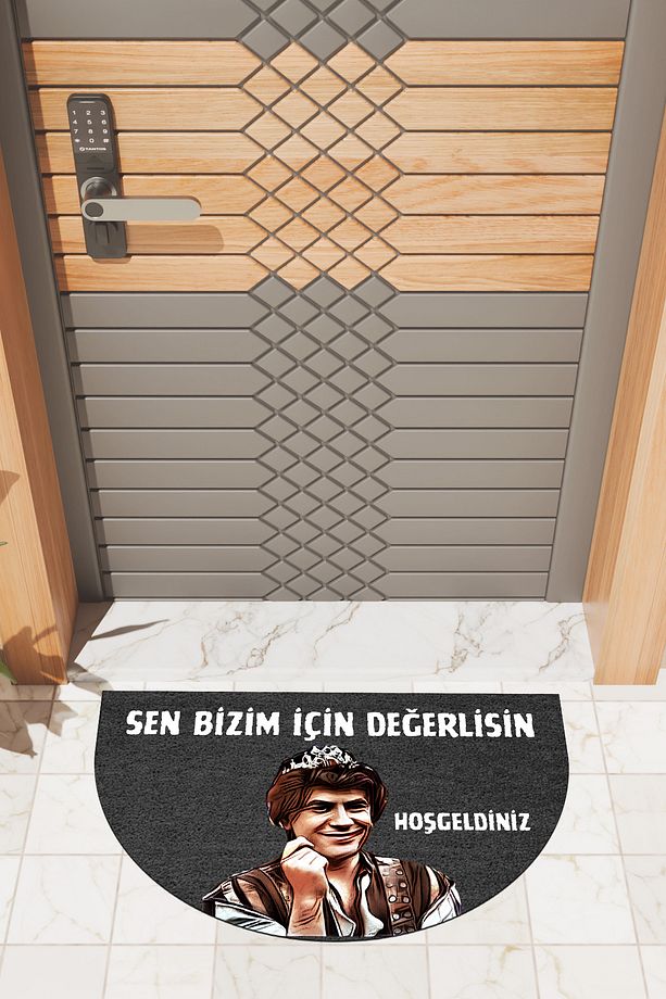 Yüksek Kaliteli Dijital Baskı Siyah, Prens Kudur Köpek temalı Yarım Ay Kapı Önü Paspası - 2