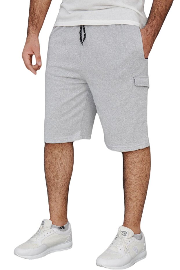 Erkek Gri Kargo Cepli Bermuda Şort - 4
