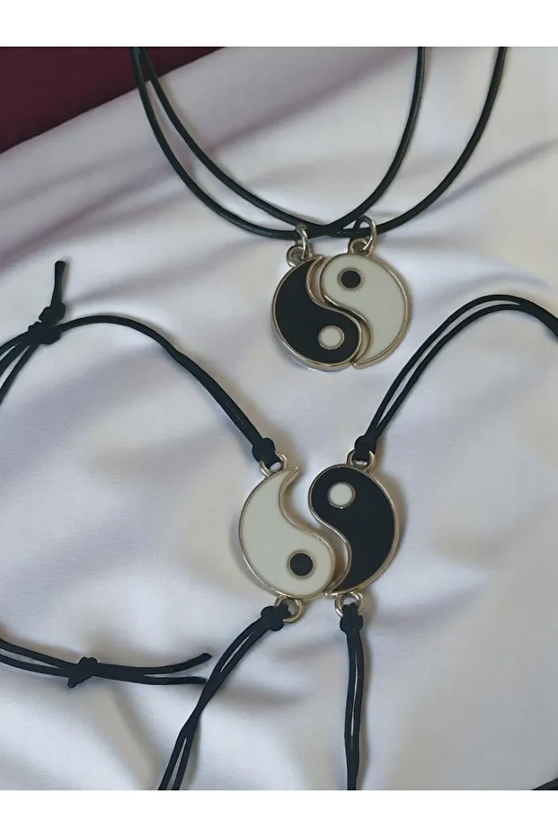 Ying Yang 2' Li Kolye Ve Bileklik Seti Denge, Uyum Ve Enerjiyi Yansıtan Şık Takı Kombini - 2