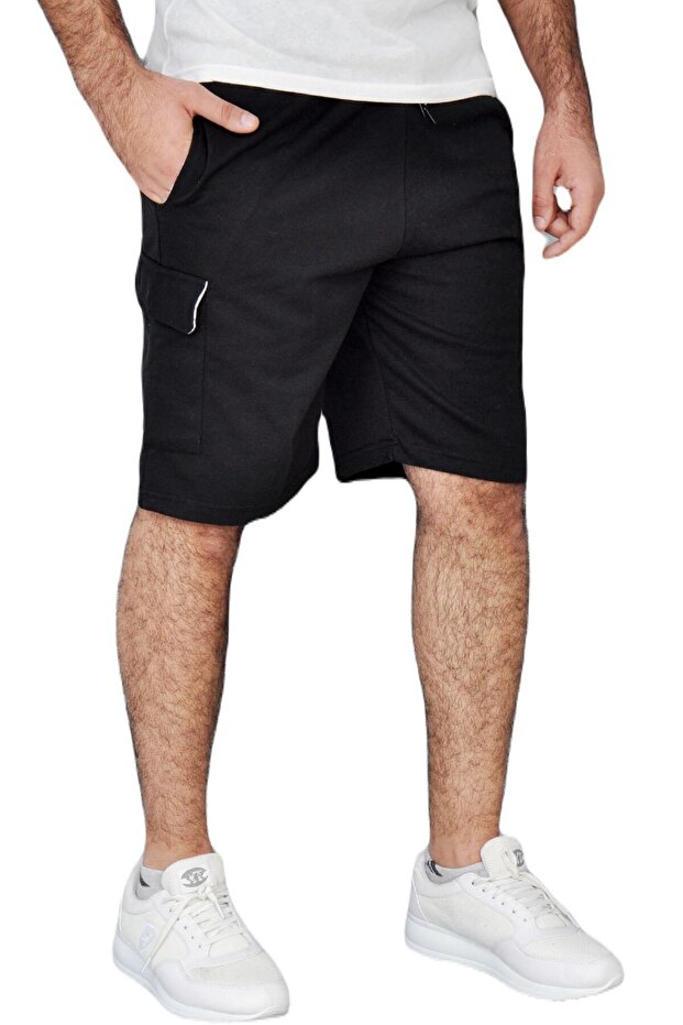 Siyah Kargo Cepli Şort - 3