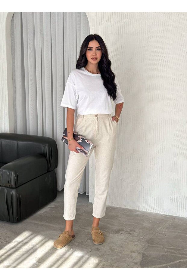 Ленени панталони Basic - 1