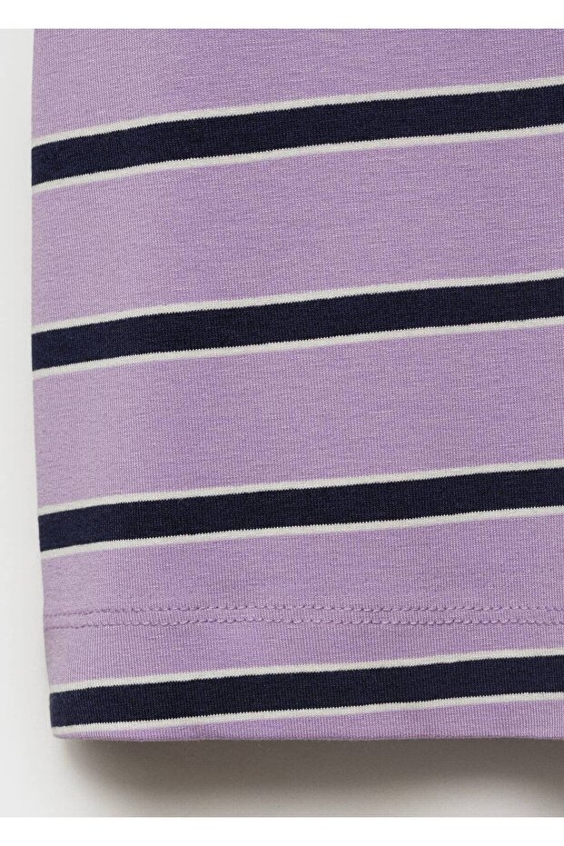 Çizgili oversize tişört - 5