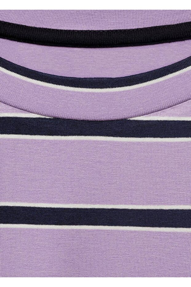 Çizgili oversize tişört - 7