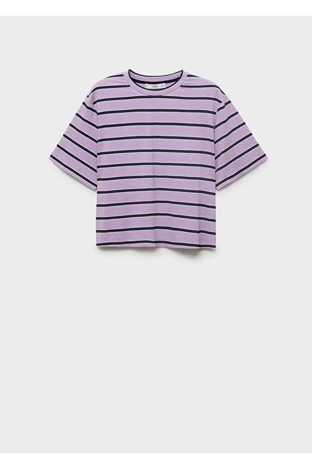 Çizgili oversize tişört - 3