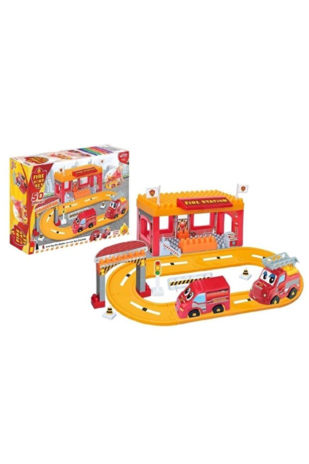 Fire Engine Road Set 50 Pieces - Build Fire Station Develop Creativity
