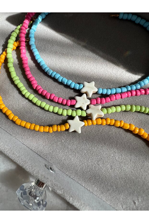 Green Beaded Star Anklet - 3