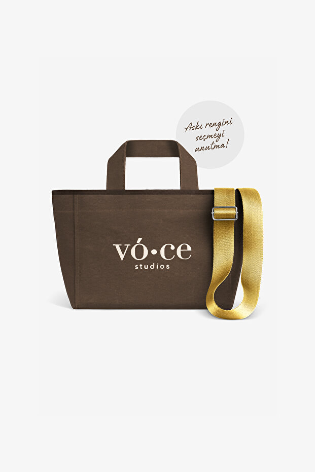 حقيبة قماش بني متوسط - 1