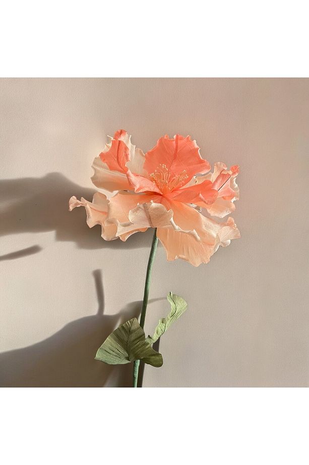 Hibiscus- Şekillenebilir Italyan Krapon Kağıt Çiçek Lambader - 2