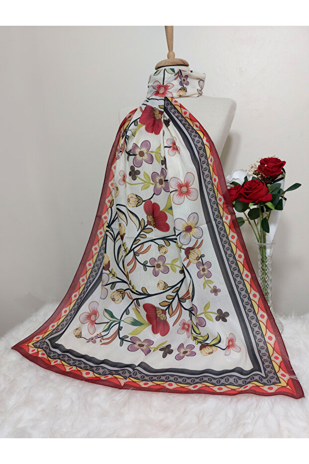 شال قطن ناعم منقوش - 2