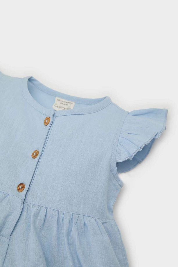 Kız Bebek Basic Düz Kısa Kollu Flamlı Poplin Yazlık Elbise Z7402a225sm - 2