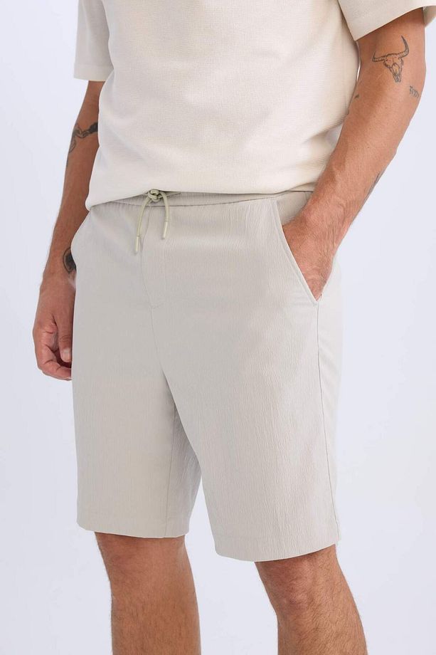 Regular Fit Beli Bağcıklı Dokulu Bermuda Şort D9451AX25SP - 6