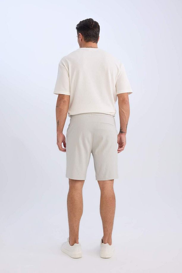 Regular Fit Beli Bağcıklı Dokulu Bermuda Şort D9451AX25SP - 7