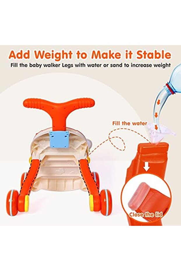 مشاية أطفال 2 في 1 للبنات والأولاد، مشاية تعلمية للجلوس والوقوف وطاولة مركز أنشطة - 4