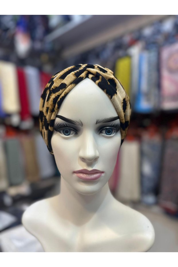 Leopar Desenli Dolgulu Drape Bone