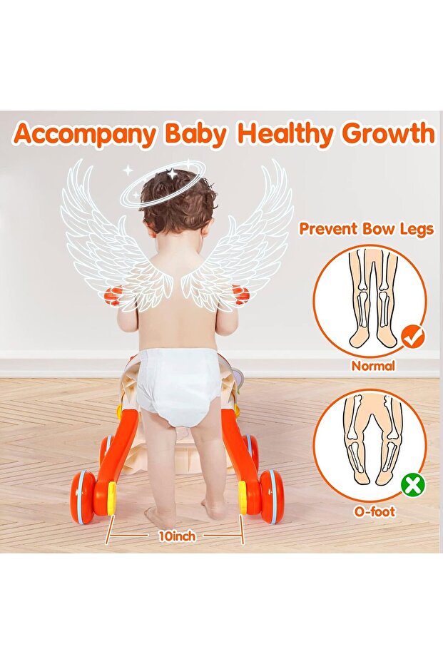 مشاية أطفال 2 في 1 للبنات والأولاد، مشاية تعلمية للجلوس والوقوف وطاولة مركز أنشطة - 7