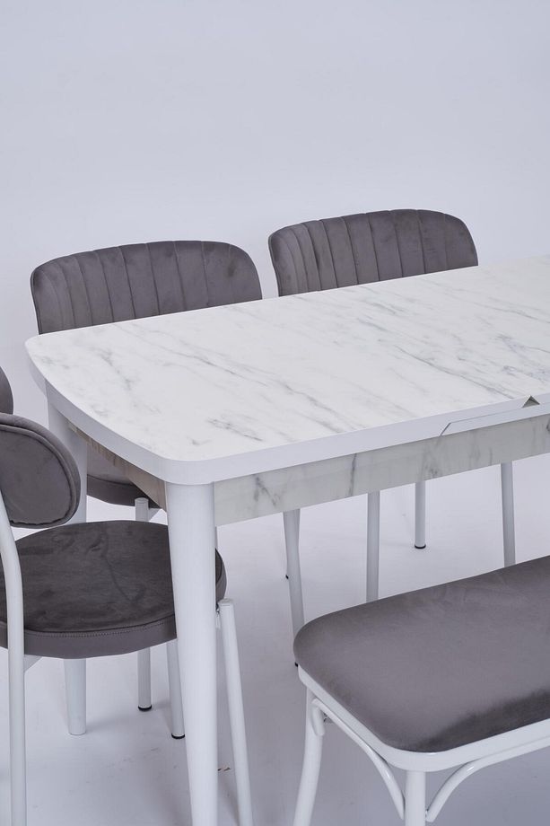 Nehir Beta Banklı Lak Panel Açılır Mutfak Masa Takımı 75x130cm - 3