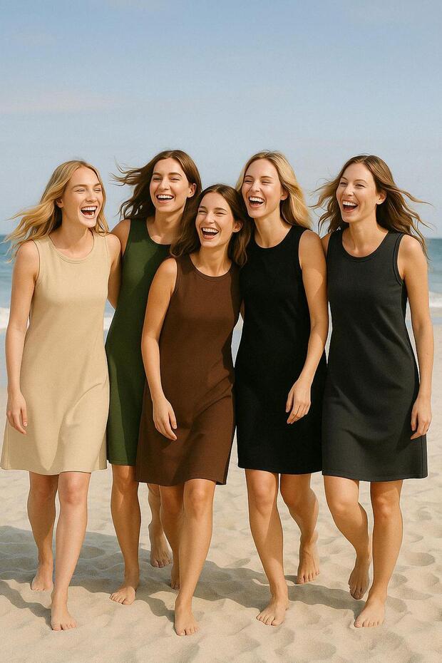 Modal Fabric Comfortable Fit Basic καθημερινό φόρεμα - 7