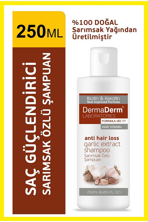 2 Adet Saç Dökülmesine Karşı Biotin Ve Keratin Içeren Sarımsak Özlü Şampuan 250ml. - 3