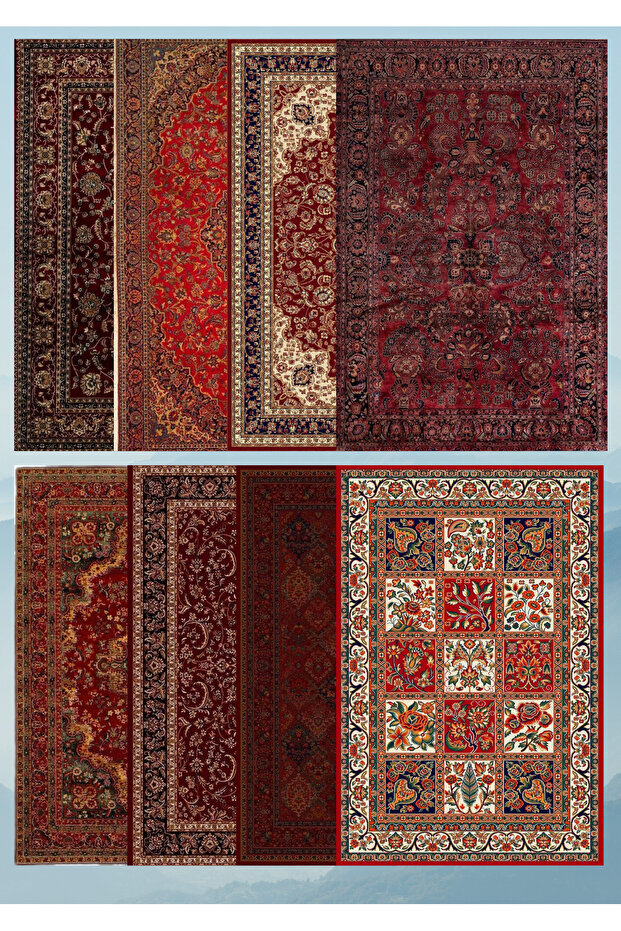 MirayDesign 17'li Otantik Halı Desen Yapışkanlı Scrapbook Kağıt Set (3 ADET 11*21CM VE 14 ADET A5 BOYUTUNDA)