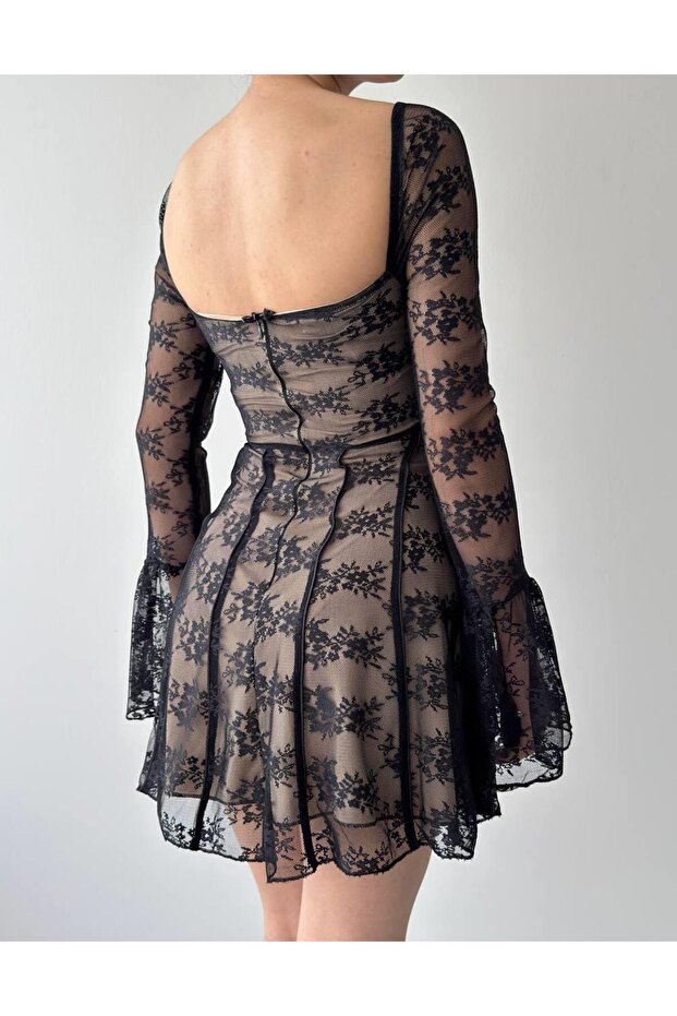 Antonio Tasarım Dantel Mini Elbise - 3