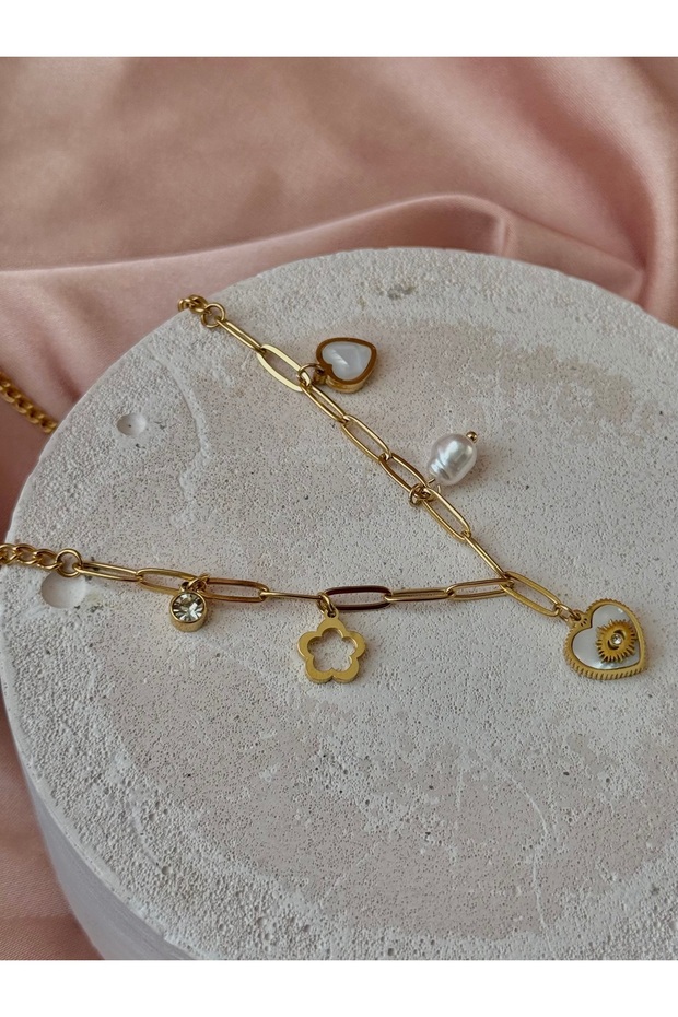 Çelik Charmlı Şans Kolye - 2