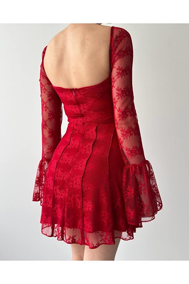 Antonio Tasarım Dantel Mini Elbise - 7