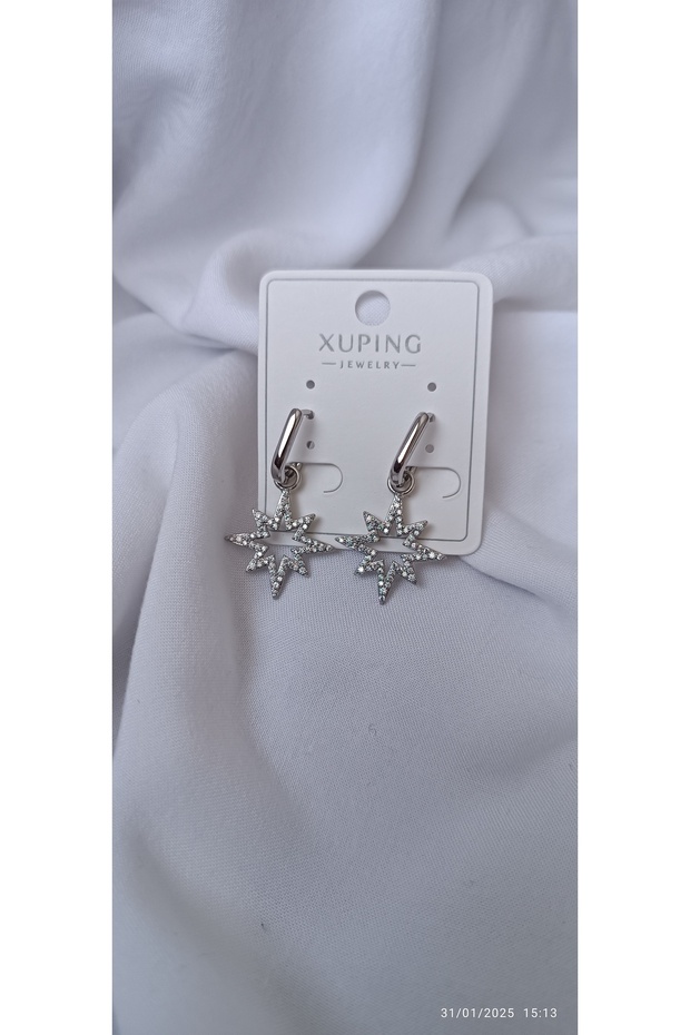 Star Point Steel Earrings Silver