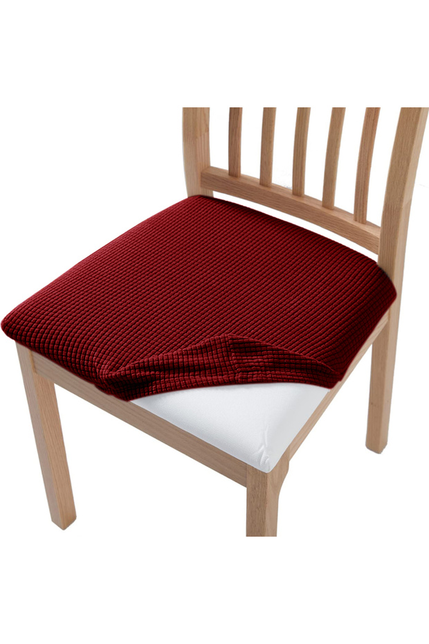 Burgundy Stretch Jacquard Chair Seat Covers Chair Removable Washable Upholstered Dining Room Chair S